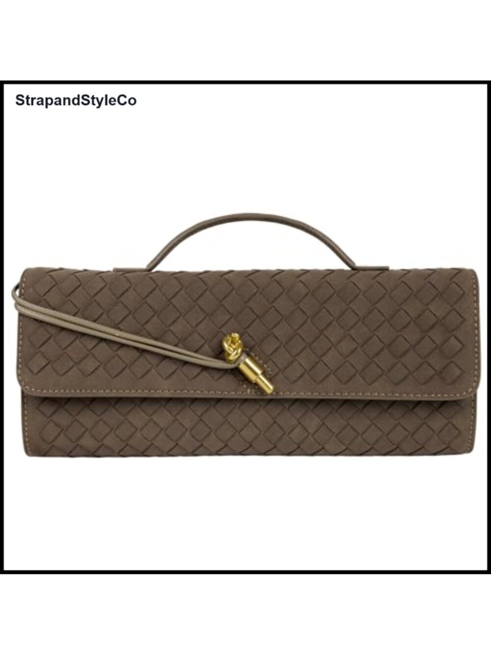 Woven Suede Vegan Leather Evening Clutch Crossbody Bag Handbag